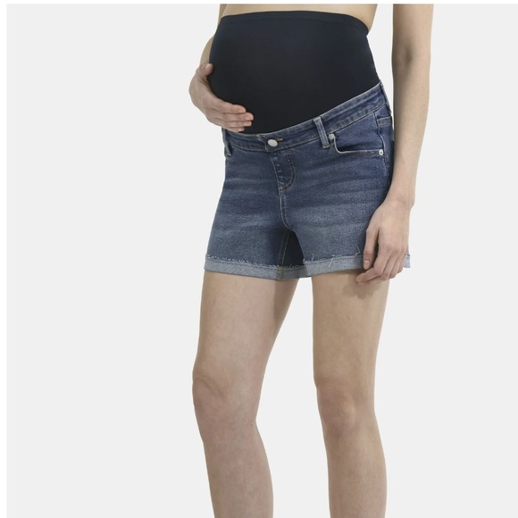 🔥4X$25 Time and Tru Women's Maternity Roll Cuff Shorts Size L - Picture 4 of 12